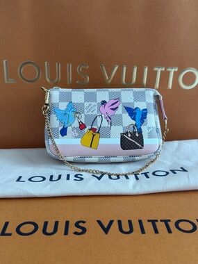 Louis Vuitton Limited Edition Animation Mini Pochette Damier Azur Birds UNUSED